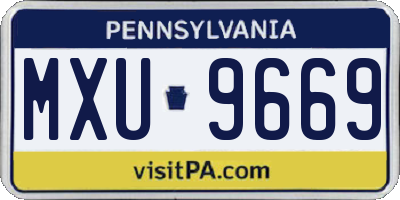 PA license plate MXU9669