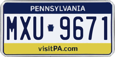 PA license plate MXU9671