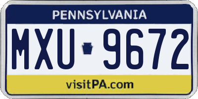 PA license plate MXU9672