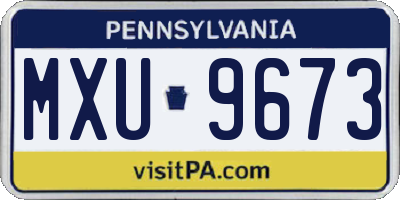 PA license plate MXU9673