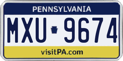 PA license plate MXU9674