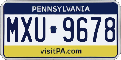 PA license plate MXU9678