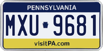 PA license plate MXU9681