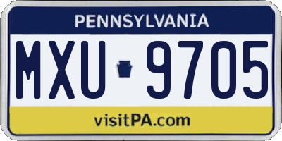 PA license plate MXU9705