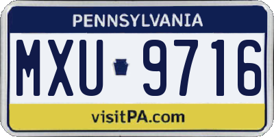 PA license plate MXU9716