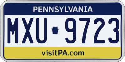 PA license plate MXU9723