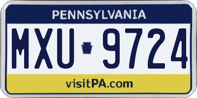 PA license plate MXU9724