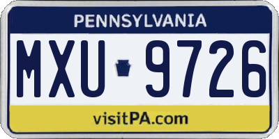 PA license plate MXU9726