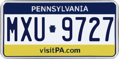 PA license plate MXU9727