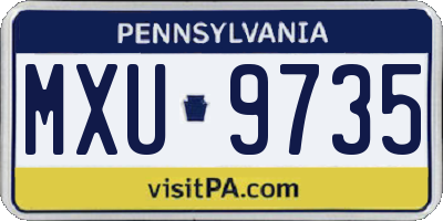 PA license plate MXU9735