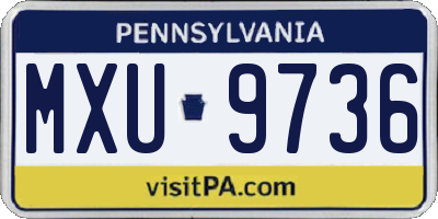PA license plate MXU9736