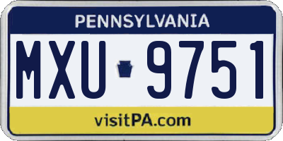 PA license plate MXU9751