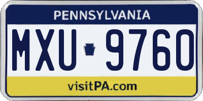 PA license plate MXU9760
