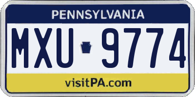 PA license plate MXU9774