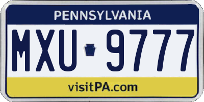 PA license plate MXU9777