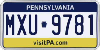 PA license plate MXU9781