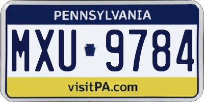 PA license plate MXU9784