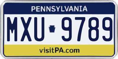 PA license plate MXU9789