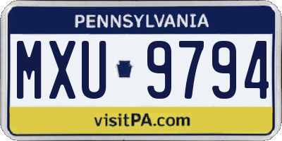 PA license plate MXU9794