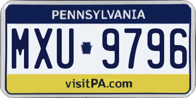 PA license plate MXU9796