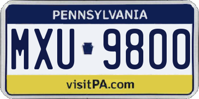 PA license plate MXU9800
