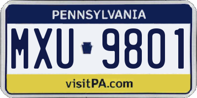 PA license plate MXU9801