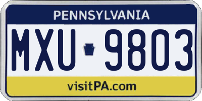PA license plate MXU9803