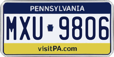 PA license plate MXU9806