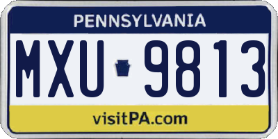 PA license plate MXU9813