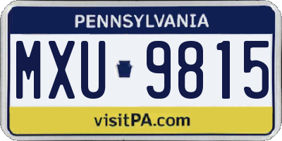 PA license plate MXU9815