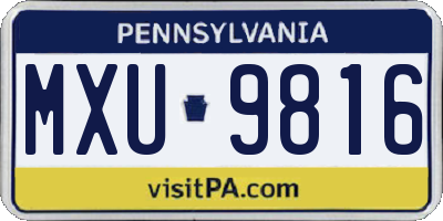 PA license plate MXU9816