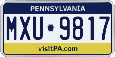 PA license plate MXU9817