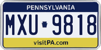 PA license plate MXU9818