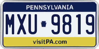 PA license plate MXU9819