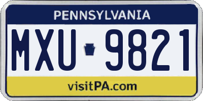 PA license plate MXU9821