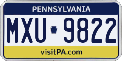 PA license plate MXU9822