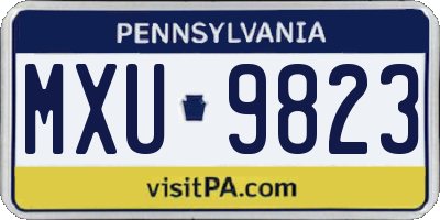 PA license plate MXU9823