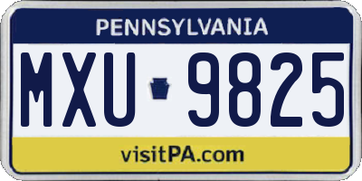 PA license plate MXU9825
