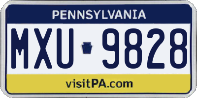 PA license plate MXU9828