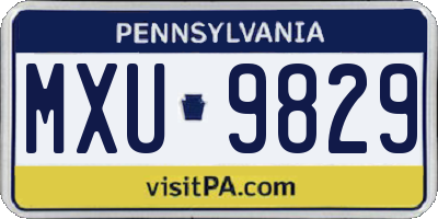 PA license plate MXU9829