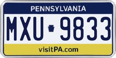 PA license plate MXU9833