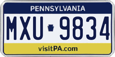 PA license plate MXU9834