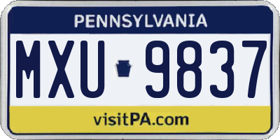 PA license plate MXU9837