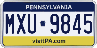PA license plate MXU9845