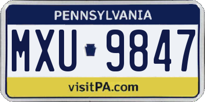 PA license plate MXU9847