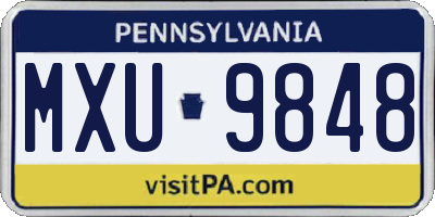 PA license plate MXU9848
