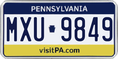 PA license plate MXU9849