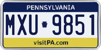 PA license plate MXU9851