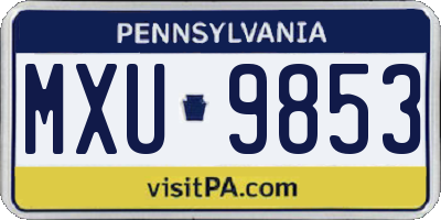 PA license plate MXU9853
