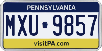 PA license plate MXU9857
